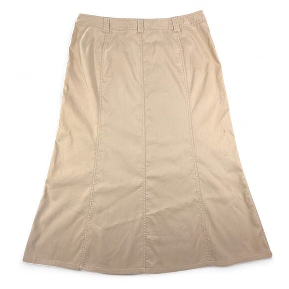 Talbots Cargo Midi Skirt Womens 14 Button Front Khaki Safari Utility A-line‎ y2k - Picture 4 of 7